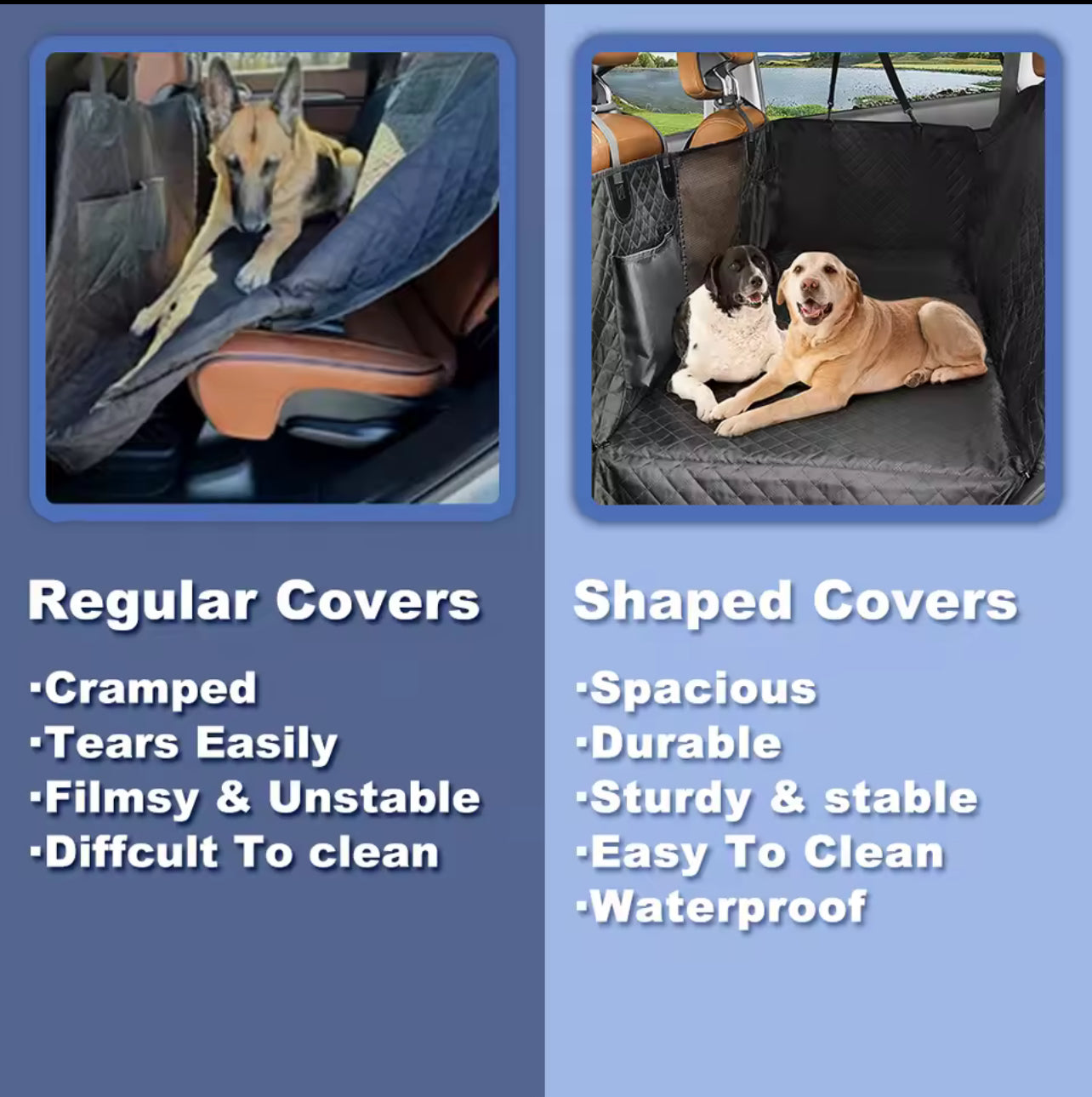 Back seat cover for dogs With hard bottom waterproof safety protector